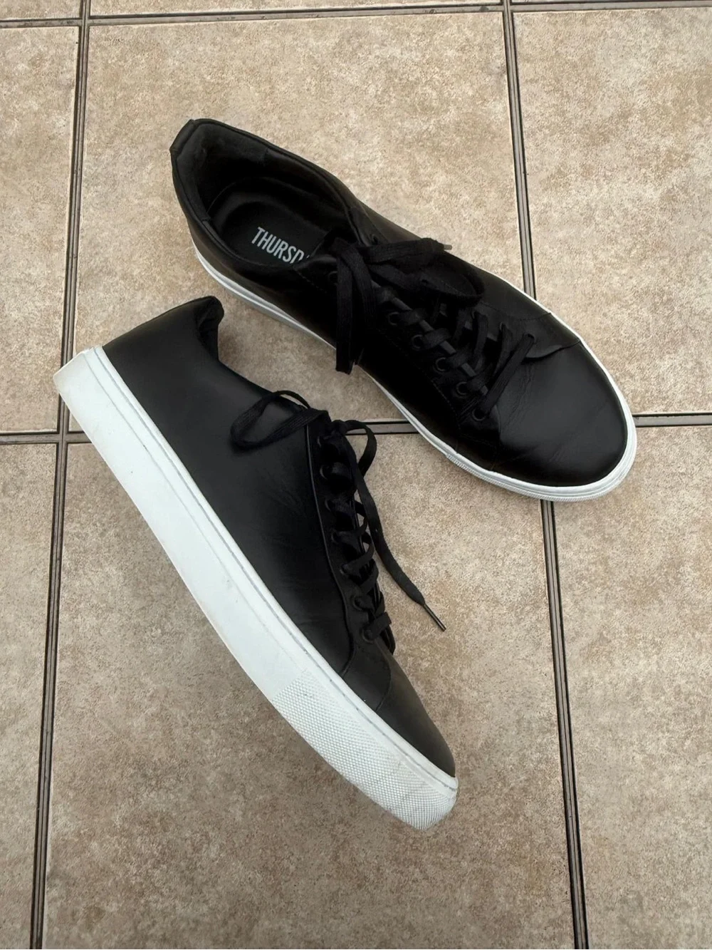 Thursday Premier Low Top fashion sneakers in black leather size 12